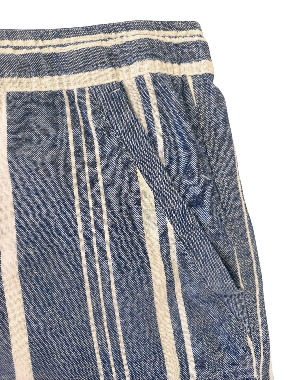 Nautica Linen Blend Blue White Striped Drawstring Shorts XL Pockets - Picture 4 of 7